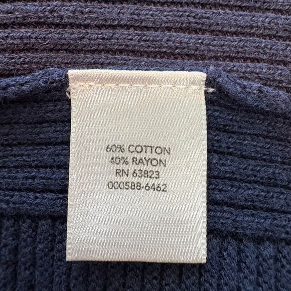 Christopher & Banks Ribbed PullOver Sweater, Size Large, Cotton/Rayon, Navy Blue - Picture 4 of 6